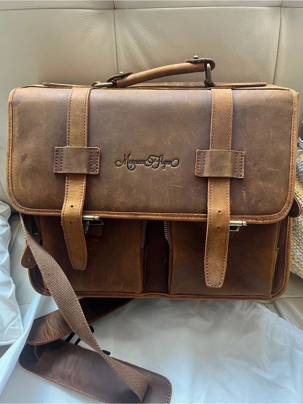 House of Flynn Full Grain Leather Messenger Bag